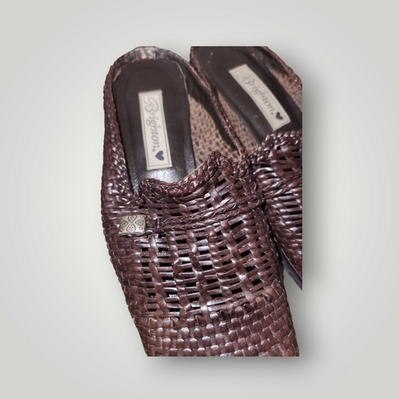 Brighton Brenda Mules Brown Weaved Leather Womens Size 7 1/2 M Slip on - Picture 6 of 16